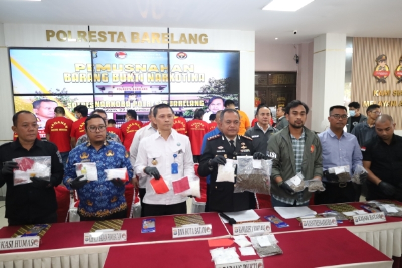 Polresta Barelang Musnahkan Barang Bukti Narkotika Hasil Ungkap 9 Kasus