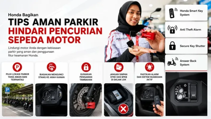 Hindari Pencurian Sepeda Motor, Honda Bagikan Tips Aman Parkir